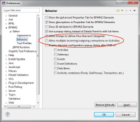 Screen shot of User Preference dialog for BPMN2 Editor Behavior.jpg